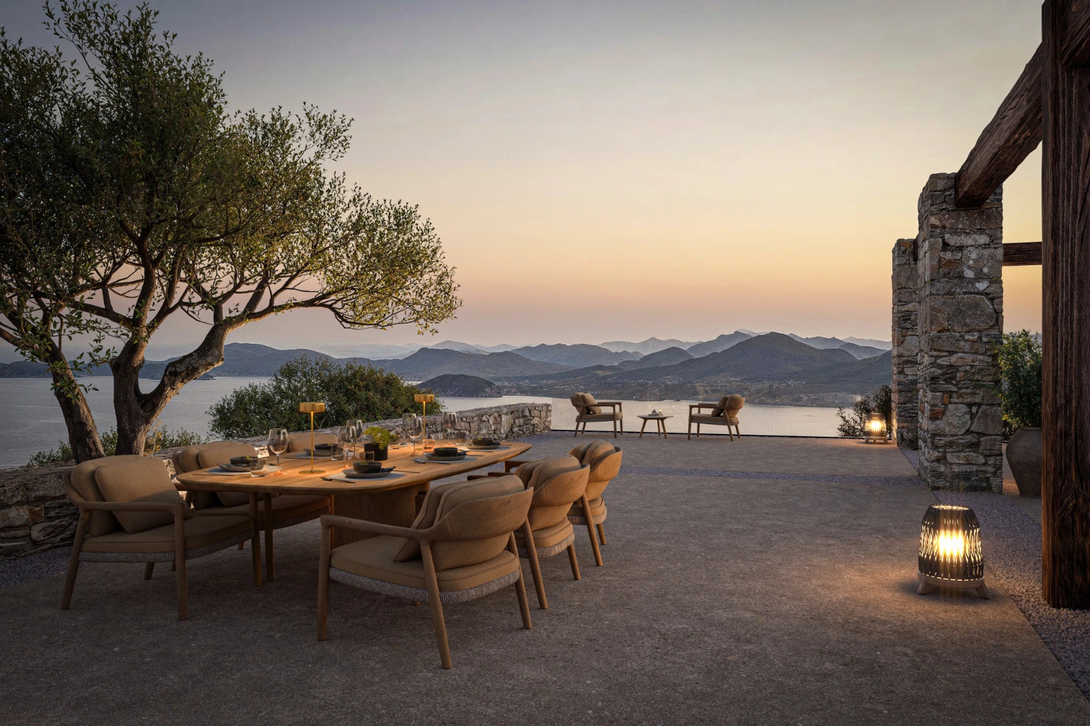 Manutti Ogado Low Organic Dining Table 280 × 132 cm