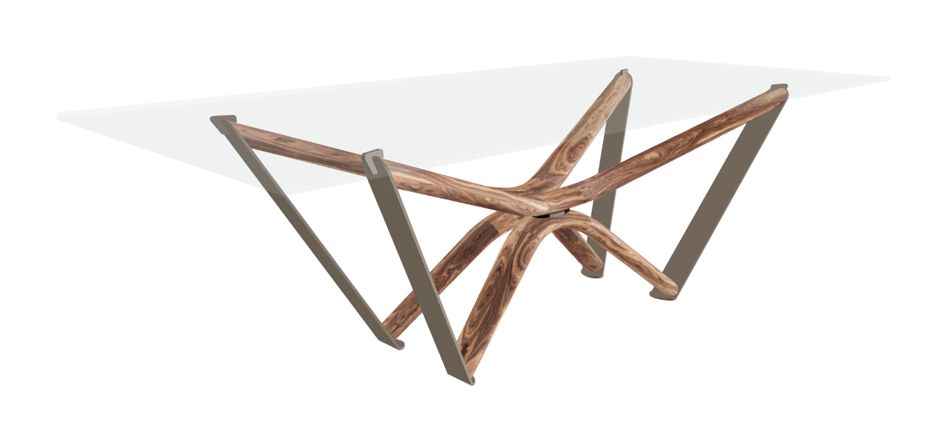 240x120x75.5h Rectangle Shaped_Bevelled Extra Clear Glass_Bevelled Extra Clear Glass_Walnut Canaletto_Titanium Embossed