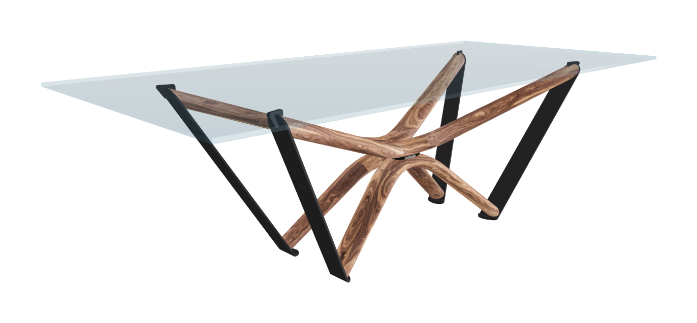 240x120x75.5h Rectangle Shaped_Clear Glass_Clear Glass_Walnut Canaletto_Black Embossed