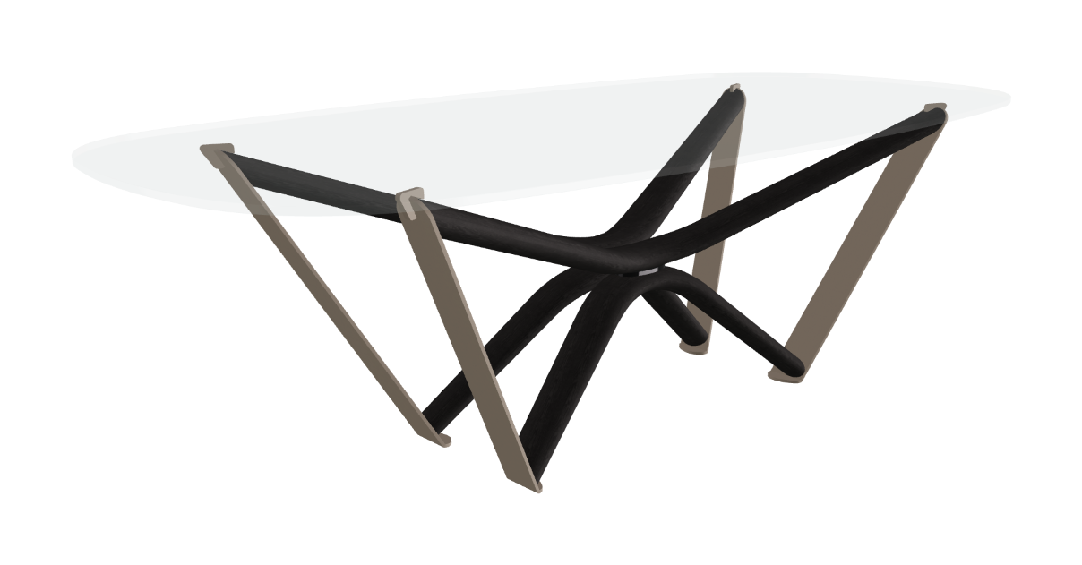 240x120x75.5h Barrel Shaped_Extra Clear Glass_Extra Clear Glass_Matt Black Ashwood_Titanium Embossed