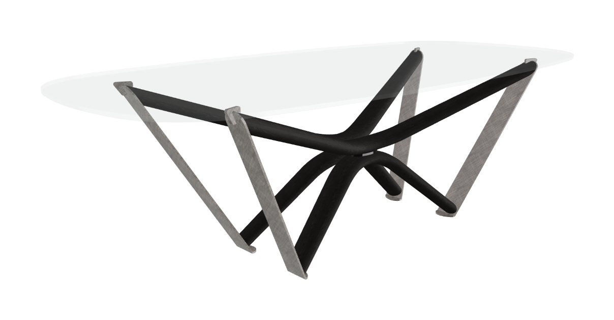 240x120x75.5h Barrel Shaped_Extra Clear Glass_Extra Clear Glass_Matt Black Ashwood_Brushed Grey