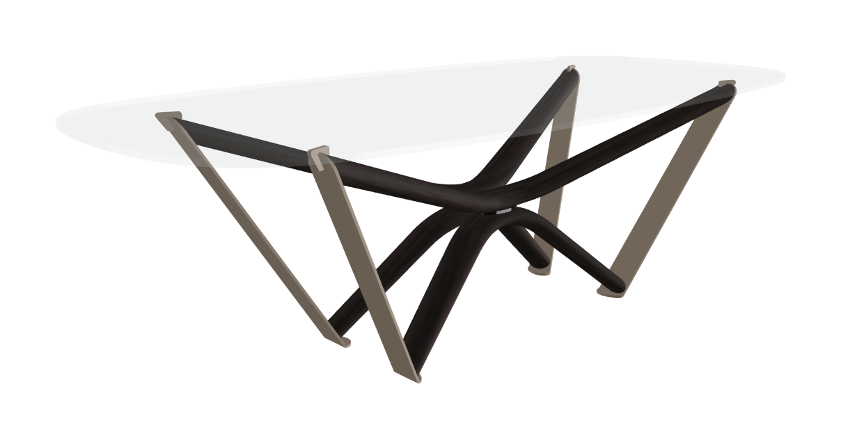 240x120x75.5h Barrel Shaped_Extra Clear Glass_Extra Clear Glass_Burned Oak Ashwood_Titanium Embossed