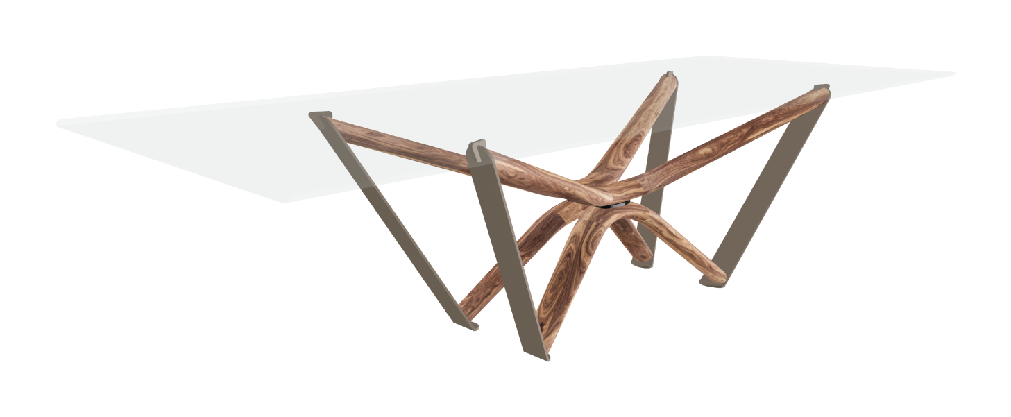 300x120x75.5h Rectangle Shaped_Bevelled Extra Clear Glass_Bevelled Extra Clear Glass_Walnut Canaletto_Titanium Embossed