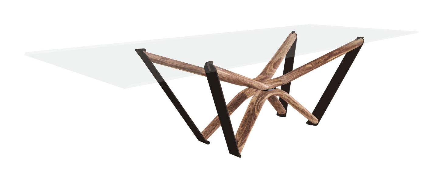 300x120x75.5h Rectangle Shaped_Bevelled Extra Clear Glass_Bevelled Extra Clear Glass_Walnut Canaletto_Bronze Embossed
