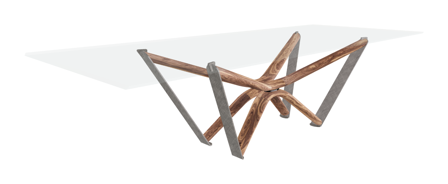 300x120x75.5h Rectangle Shaped_Bevelled Extra Clear Glass_Bevelled Extra Clear Glass_Walnut Canaletto_Brushed Grey