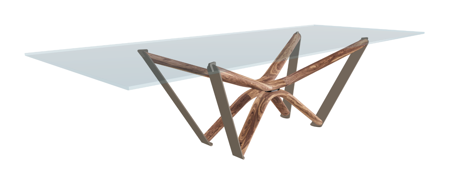 300x120x75.5h Rectangle Shaped_Clear Glass_Clear Glass_Walnut Canaletto_Titanium Embossed