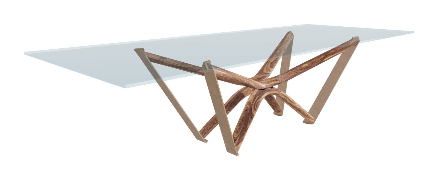 300x120x75.5h Rectangle Shaped_Clear Glass_Clear Glass_Walnut Canaletto_Brushed Bronze