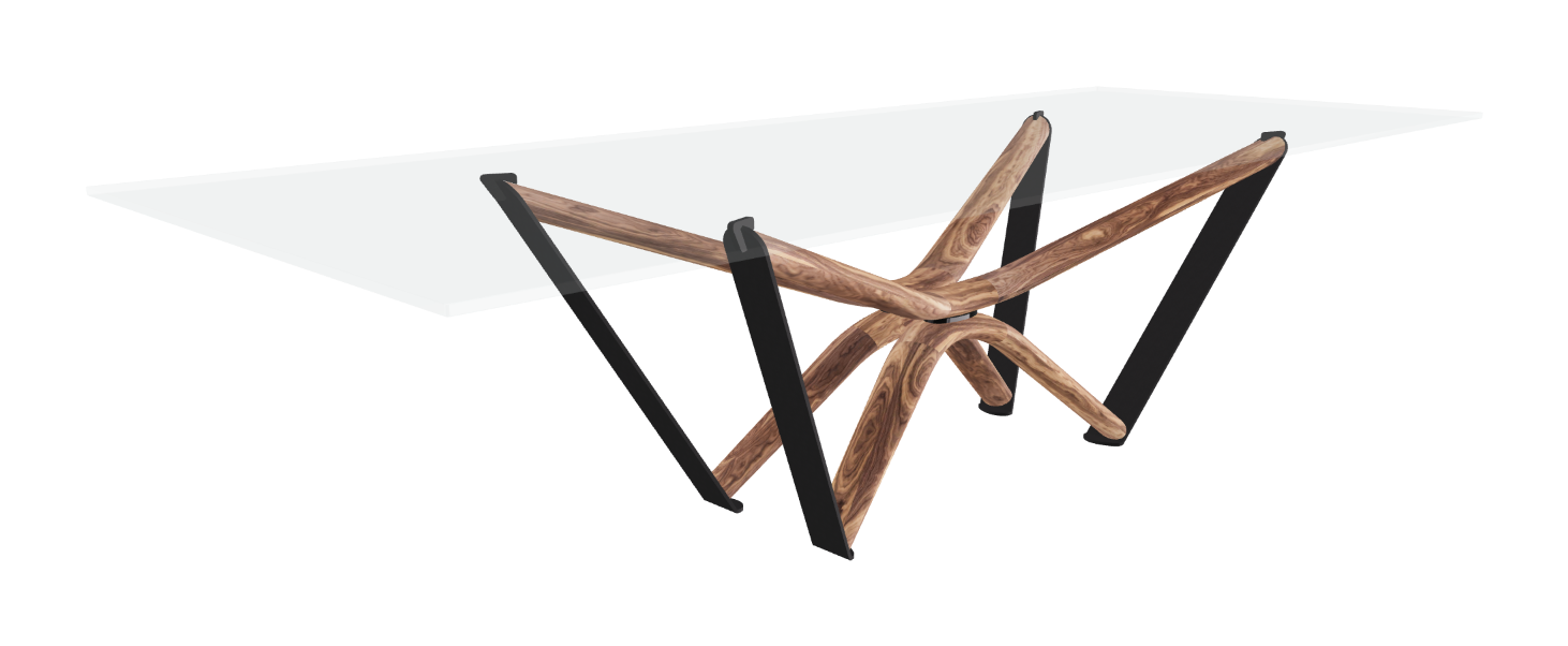 300x120x75.5h Rectangle Shaped_Extra Clear Glass_Extra Clear Glass_Walnut Canaletto_Black Embossed