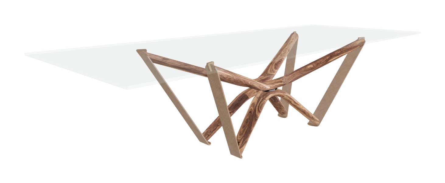 300x120x75.5h Rectangle Shaped_Extra Clear Glass_Extra Clear Glass_Walnut Canaletto_Brushed Bronze