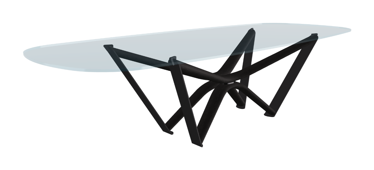 300x120x75.5h Barrel Shaped_Clear Glass_Clear Glass_Matt Black Ashwood_Black Embossed