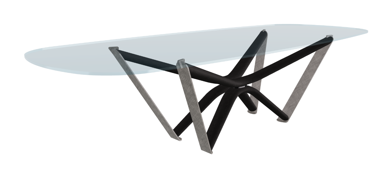 300x120x75.5h Barrel Shaped_Clear Glass_Clear Glass_Matt Black Ashwood_Brushed Grey