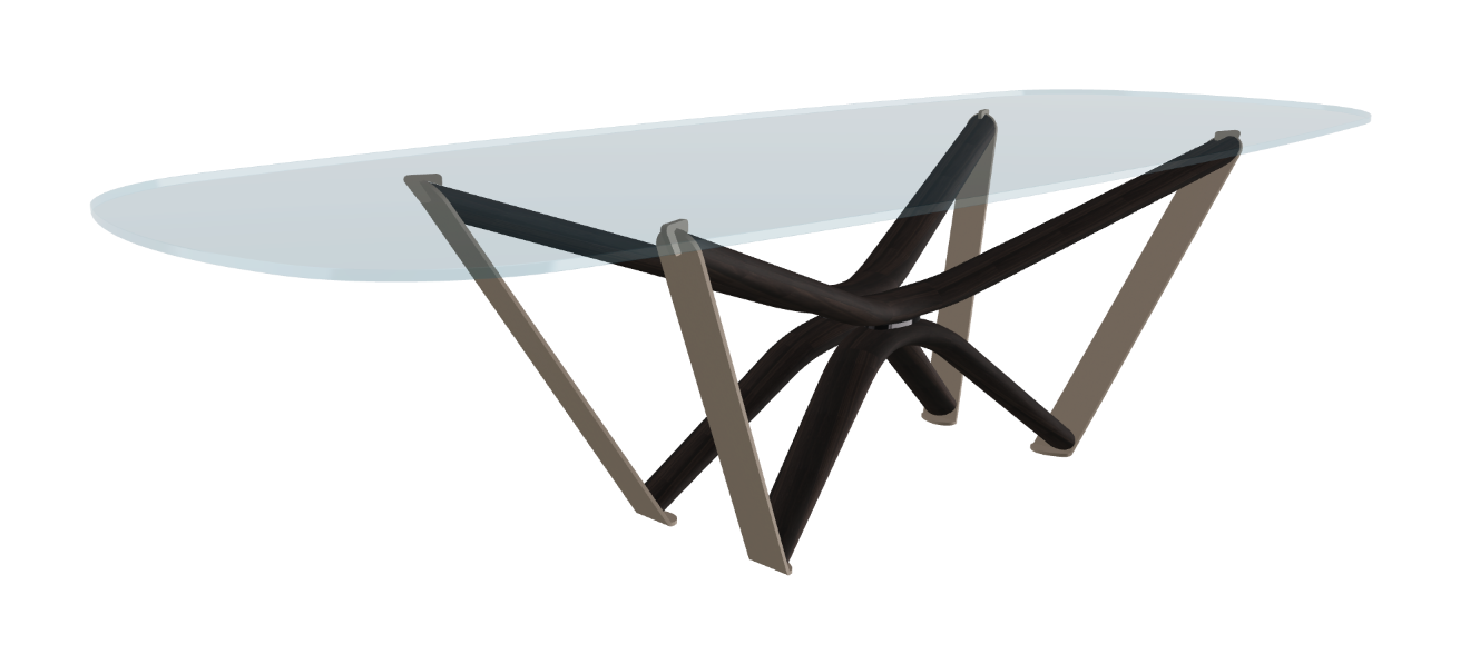 300x120x75.5h Barrel Shaped_Clear Glass_Clear Glass_Burned Oak Ashwood_Titanium Embossed
