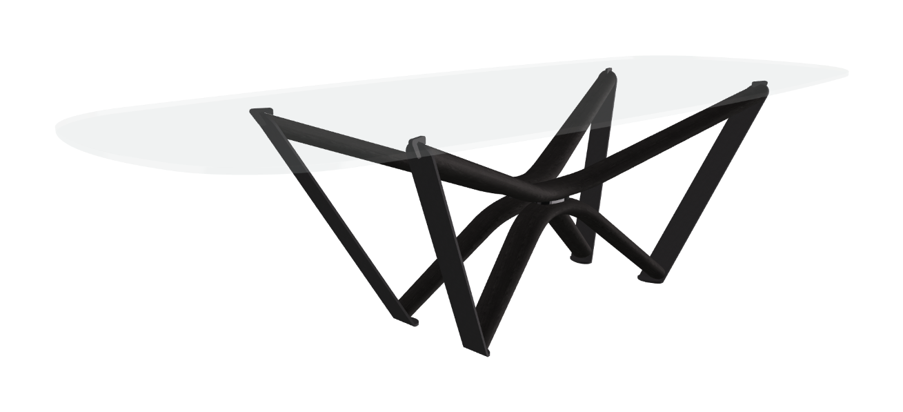 300x120x75.5h Barrel Shaped_Extra Clear Glass_Extra Clear Glass_Matt Black Ashwood_Black Embossed