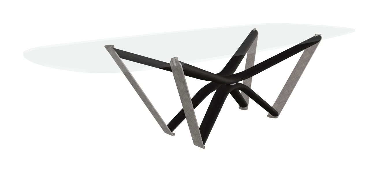 300x120x75.5h Barrel Shaped_Extra Clear Glass_Extra Clear Glass_Matt Black Ashwood_Brushed Grey