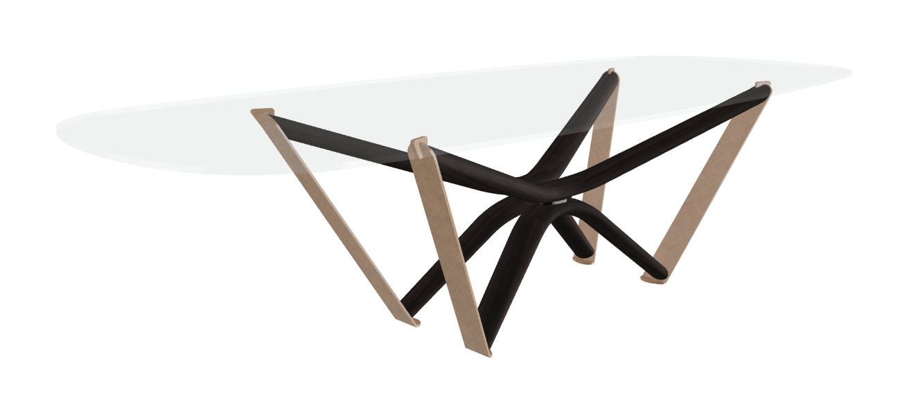 300x120x75.5h Barrel Shaped_Extra Clear Glass_Extra Clear Glass_Burned Oak Ashwood_Brushed Bronze