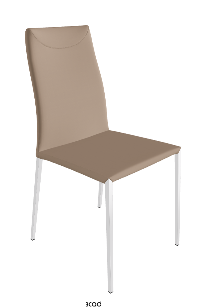 Maya Flex ML Dining Chair_Chrome_Glove Soft Leather:_Taupe