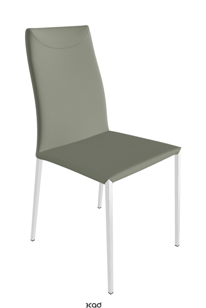 Maya Flex ML Dining Chair_Chrome_Soft Leather:_Cenere