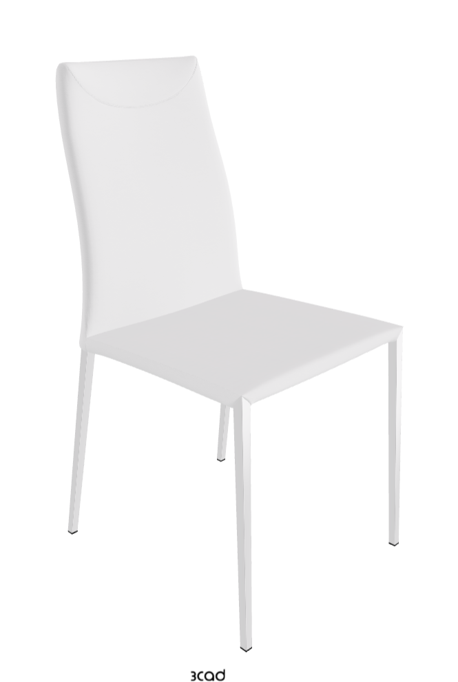 Maya Flex ML Dining Chair_Chrome_Soft Leather:_Bianco