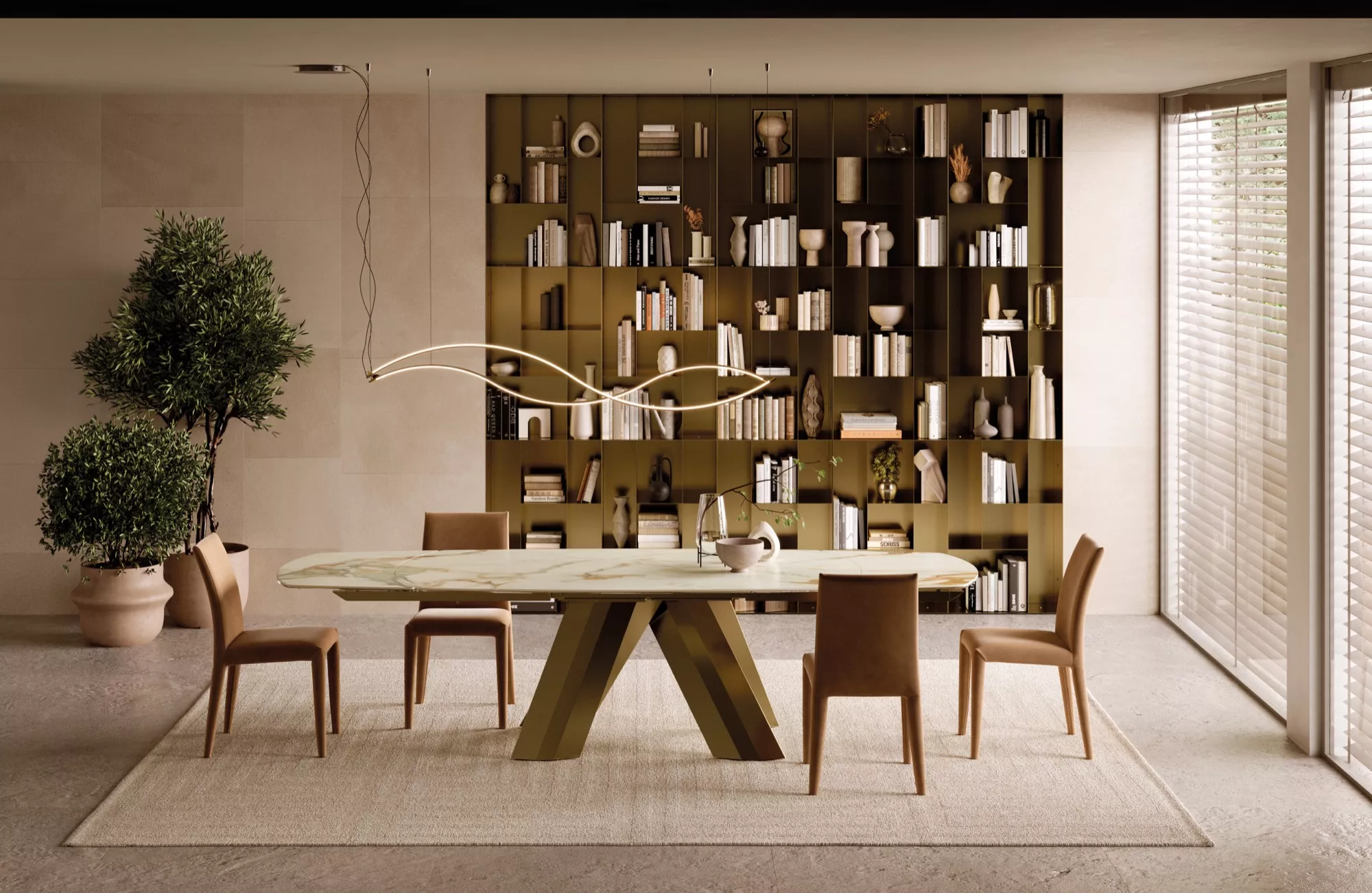 Bontempi Casa Menhir 55.10 Barrel Extendible Dining Table