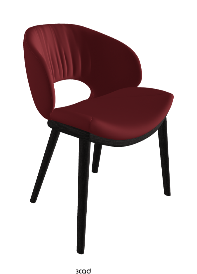 Miranda Wood Dining Chair_Open Pore Matt Black Ashwood_Soft Leather_Rosso Corsa