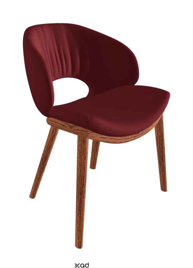 Miranda Wood Dining Chair_Canaletto Walnut Stained Ashwood_Soft Leather_Rosso Corsa