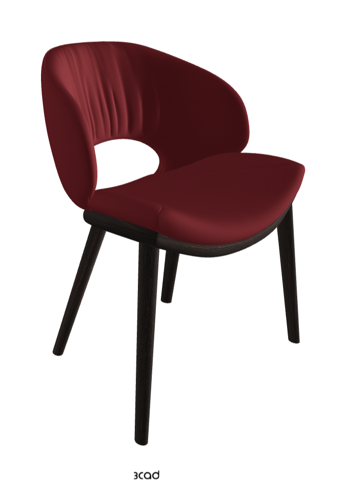 Miranda Wood Dining Chair_Burned Oak Stained Ashwood_Soft Leather_Rosso Corsa