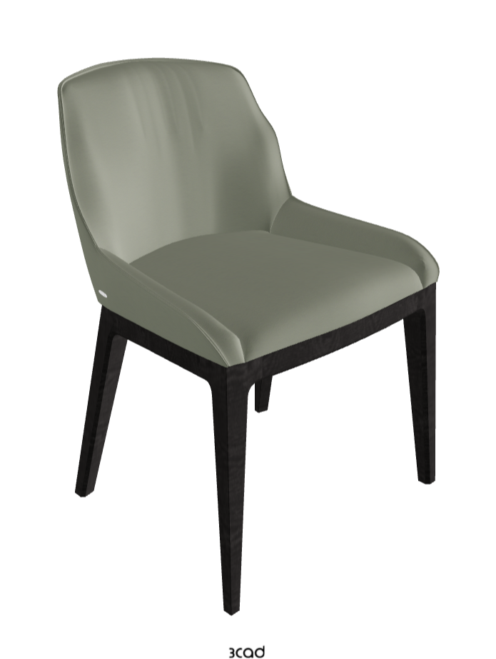 Musa Dining Chair_Open Pore Matt Black Ashwood_Soft Leather_Cenere