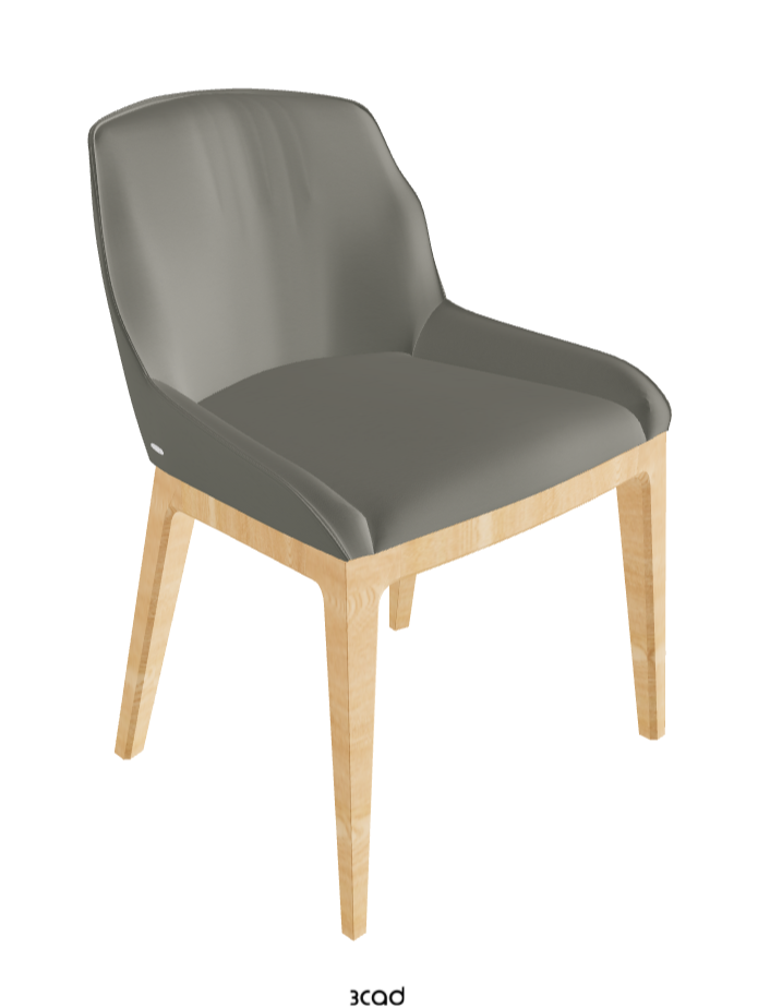 Musa Dining Chair_Natural Ashwood_Synthetic Leather_Cemento