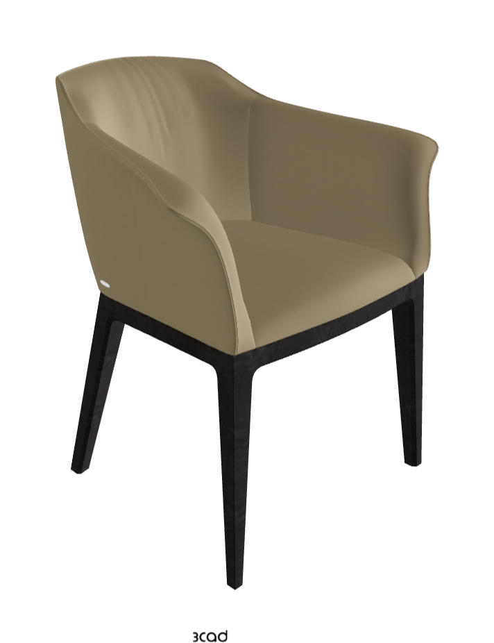 Musa Dining Armchair_Open Pore Matt Black Ashwood_Synthetic Leather_Tortora