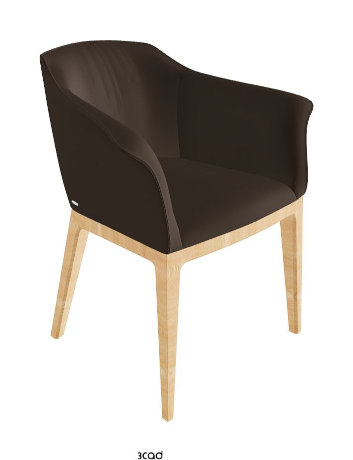 Musa Dining Armchair_Natural Ashwood_Synthetic Leather_Marrone