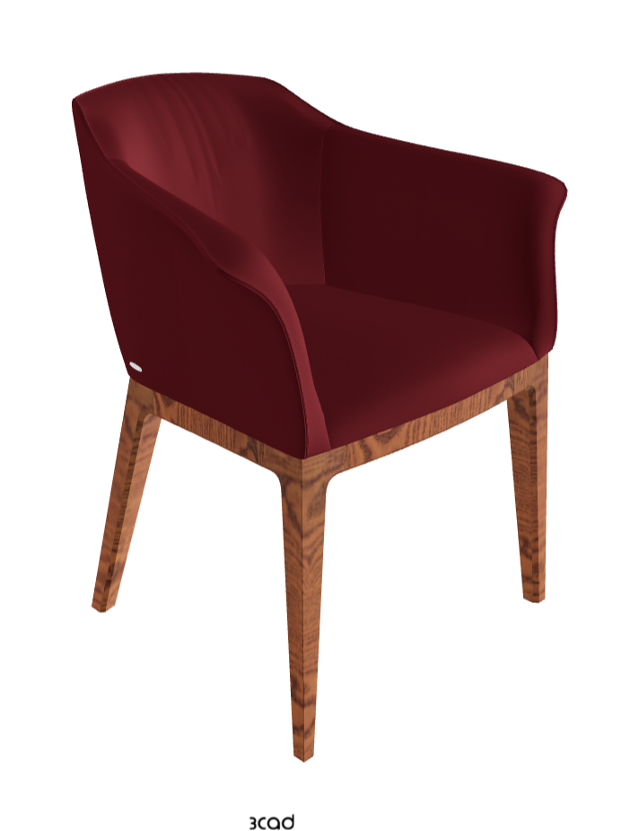 Musa Dining Armchair_Canaletto Walnut Stained Ashwood_Synthetic Leather_Rosso Corsa