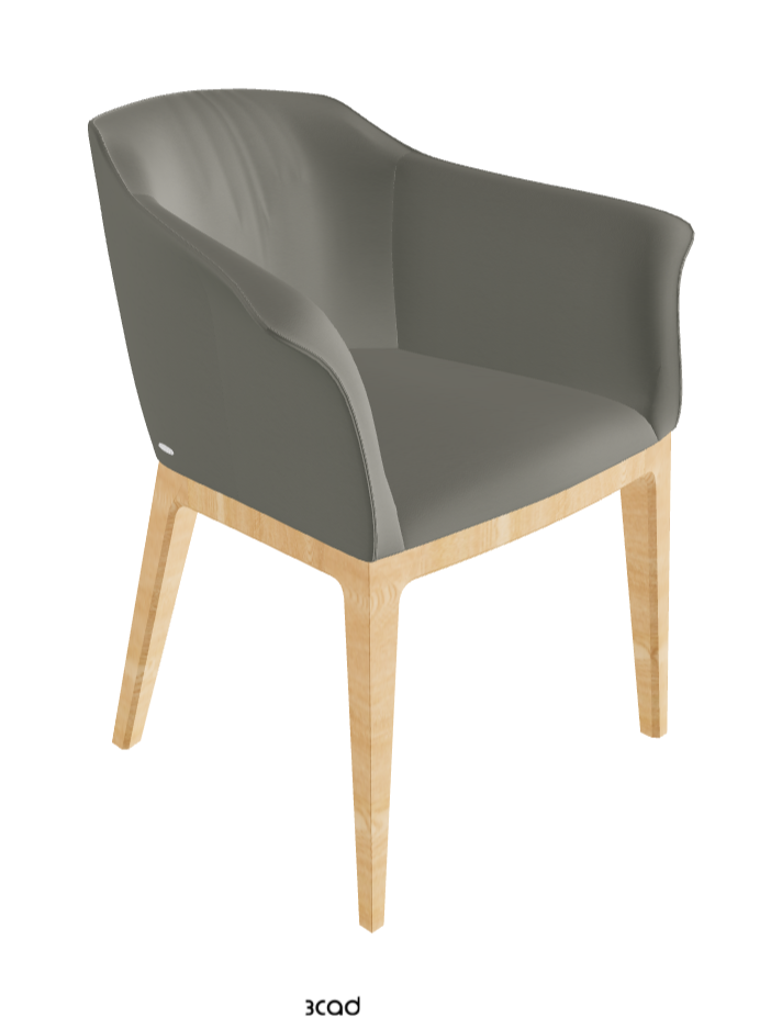 Musa Dining Armchair_Natural Ashwood_Synthetic Leather_Cemento