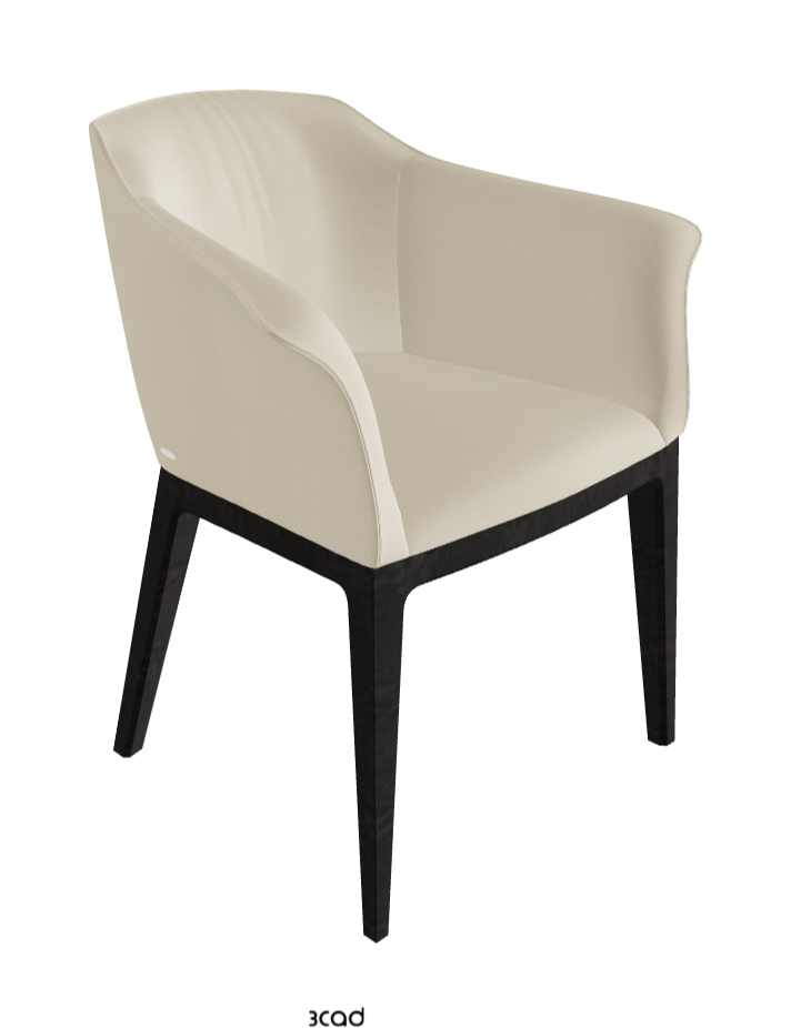Musa Dining Armchair_Open Pore Matt Black Ashwood_Synthetic Leather_Oyster