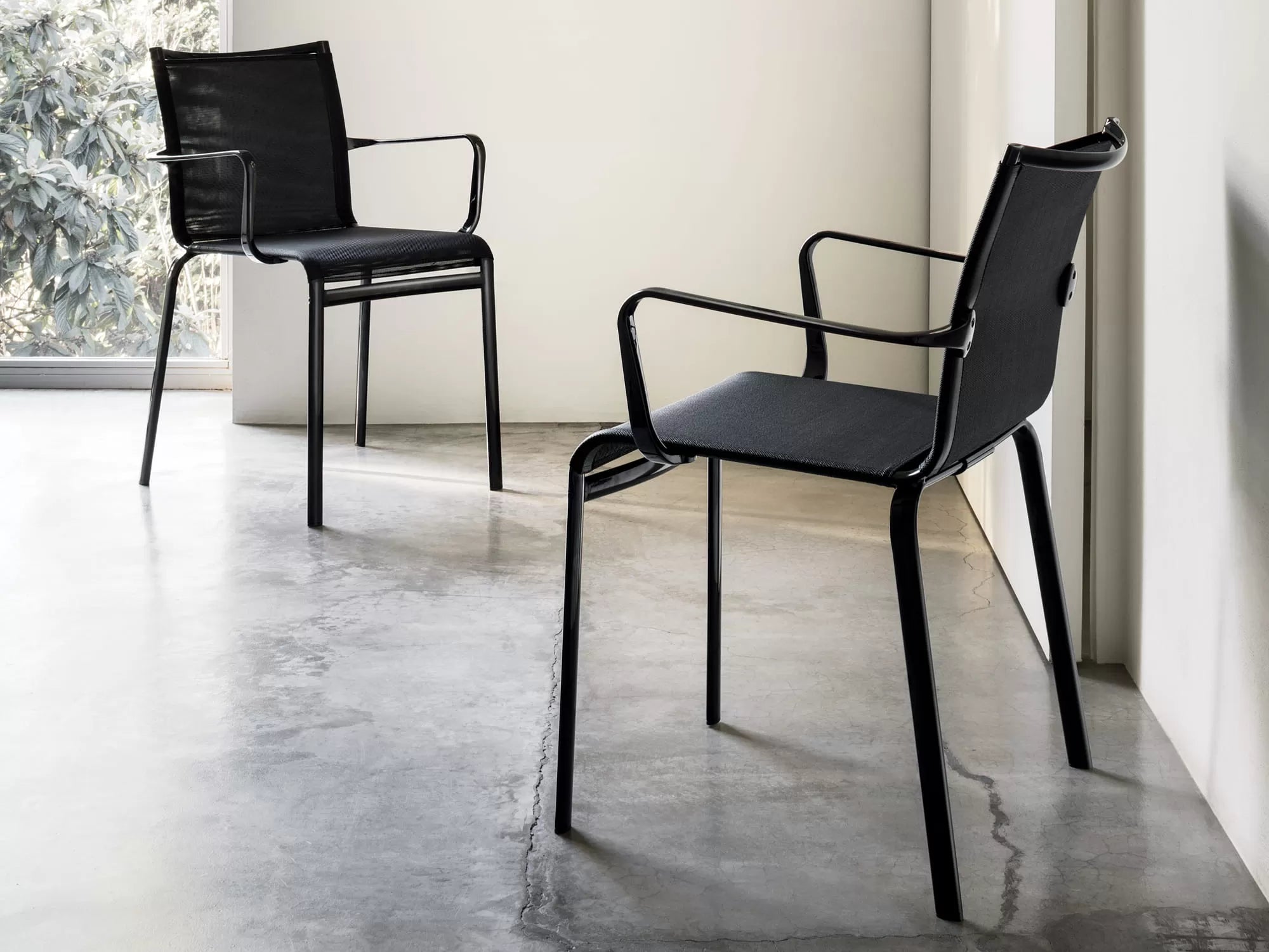 Bontempi Casa Net Stackable Chair with Metal Frame,Texplast & Arms