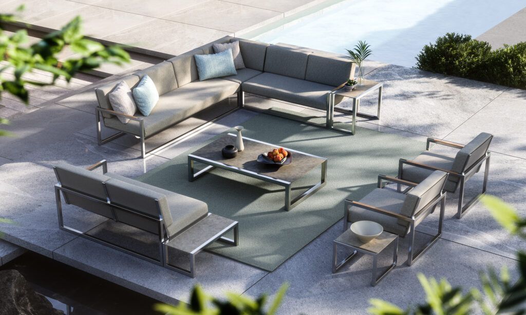 Ninix Lounge Table 150t Ss El. Pol. - Ceramic Cemento Luminoso