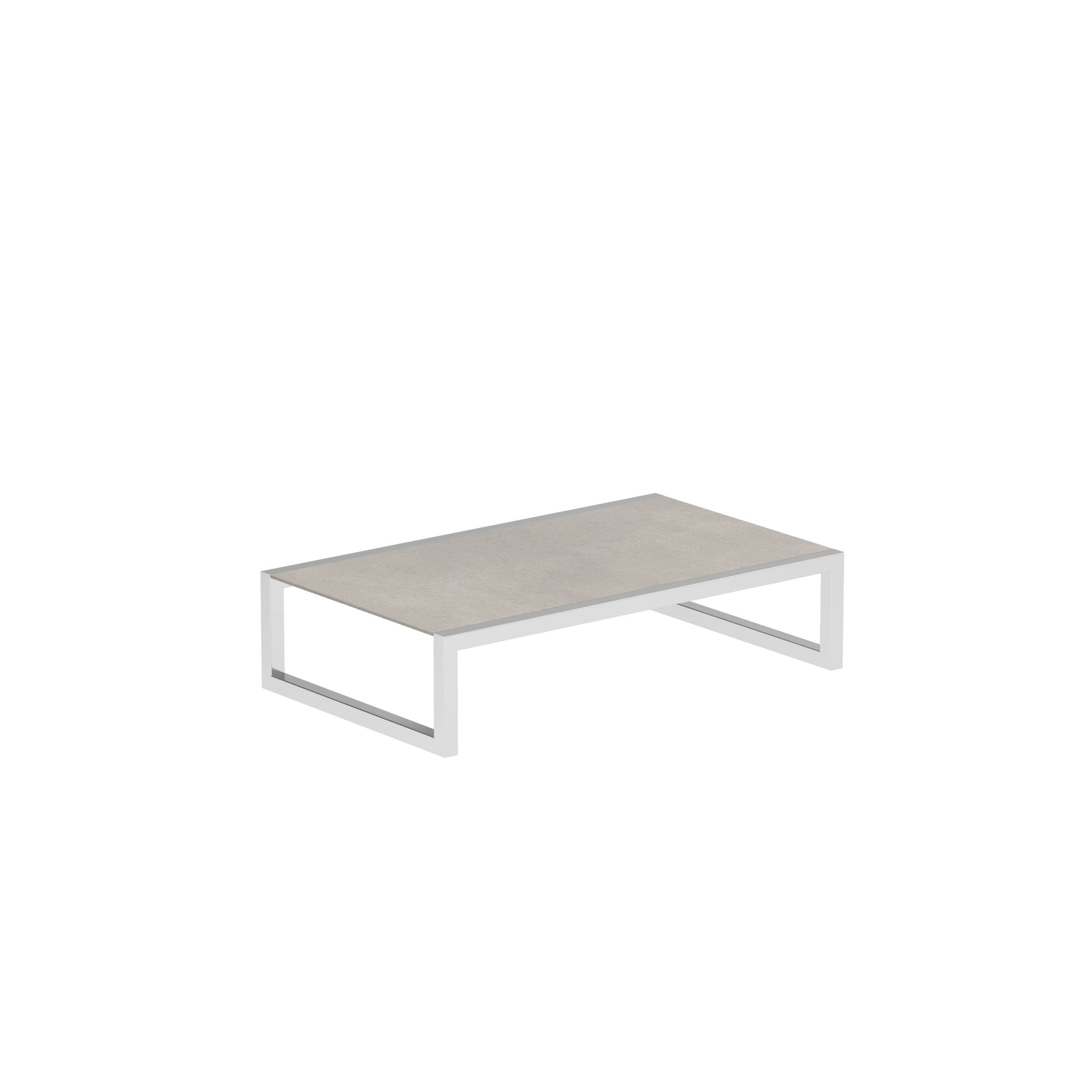 Ninix Side Table 150x90cm With Stainless Steel El.Pol And Ceramic Cemento Luminoso