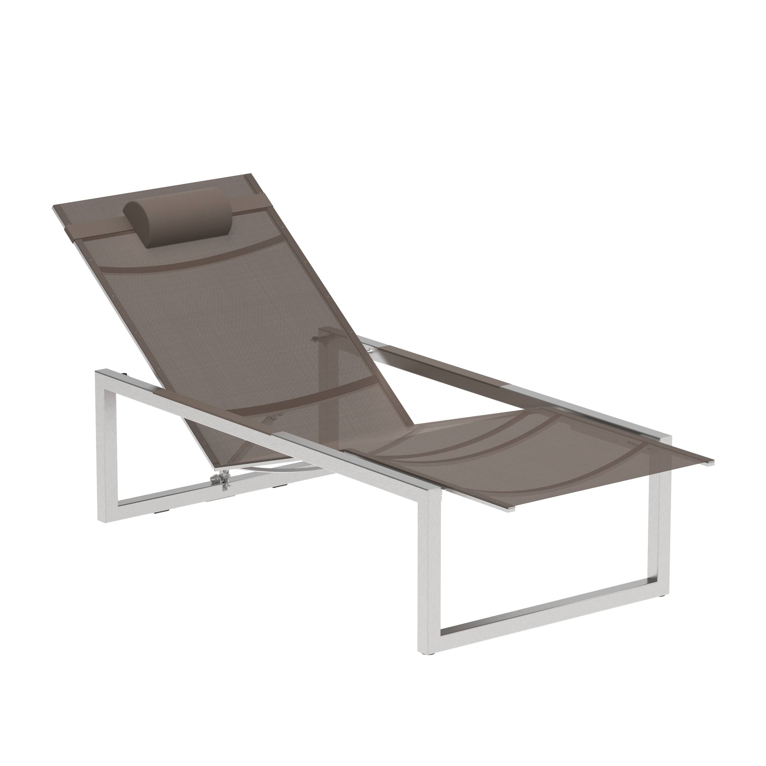 Ninix Reclinable Lounger Stainless Steel + Cappuccino Batyline