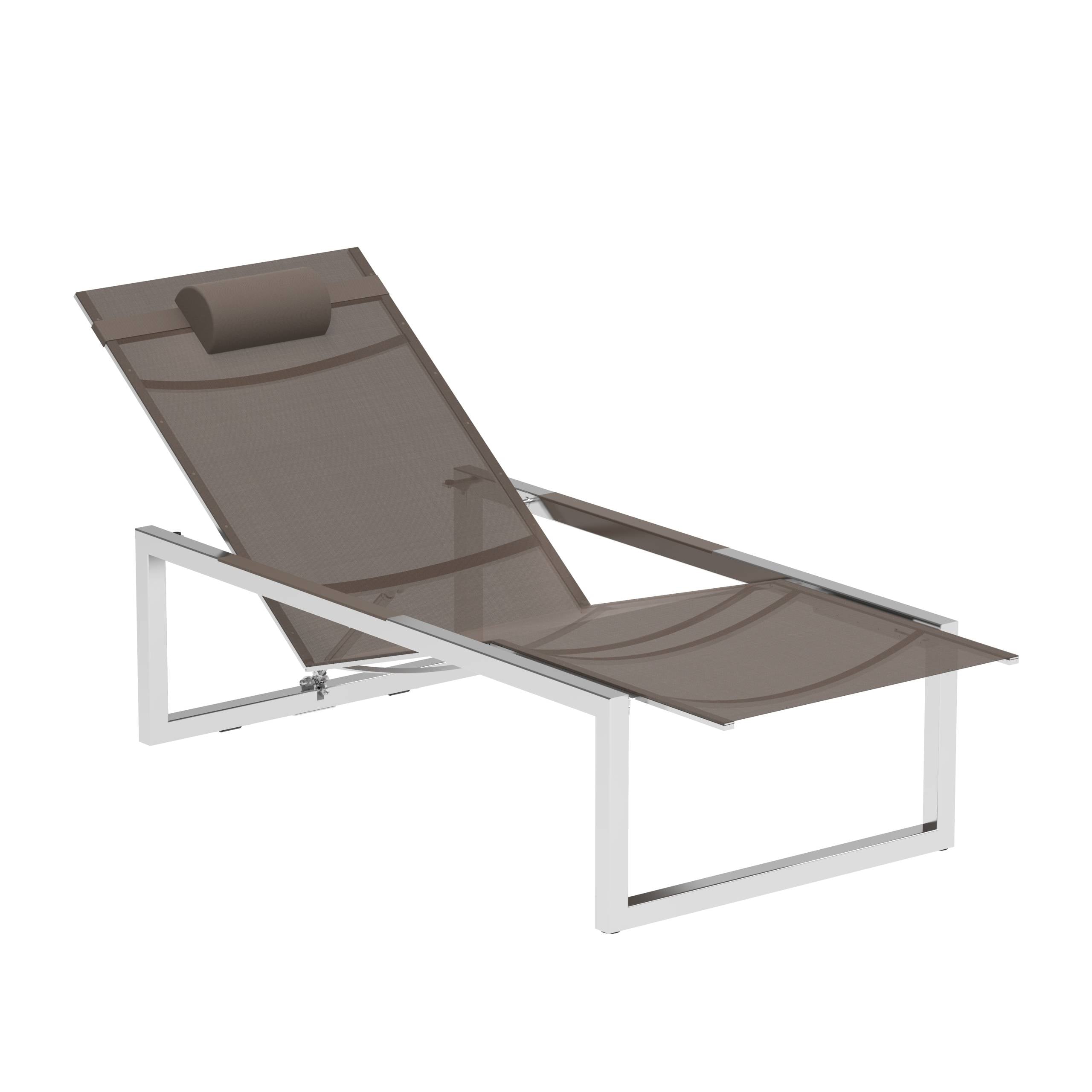 Ninix Reclinable Lounger Stainless Steel + Batyline Cappuccino El.Pol