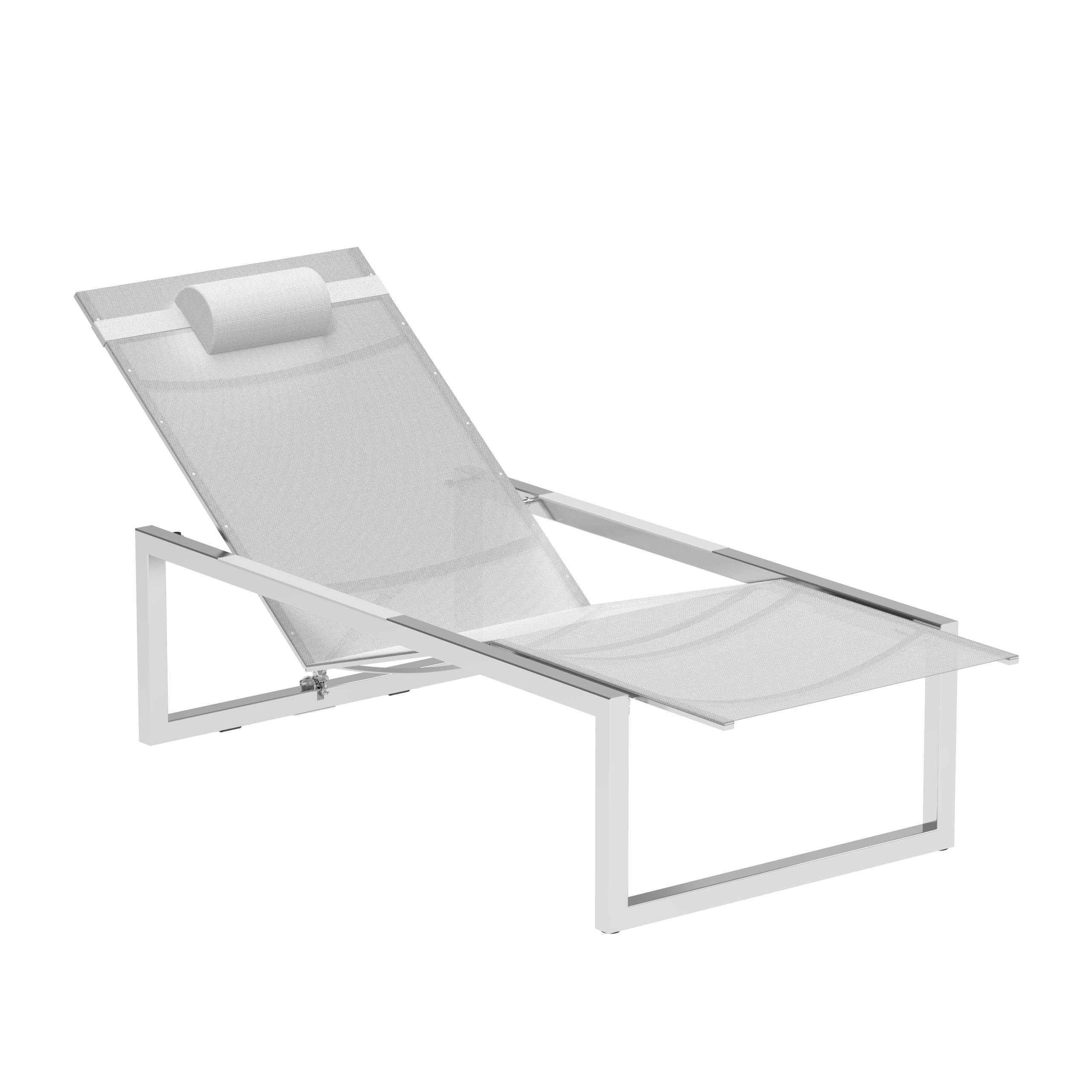 Ninix Reclinable Lounger Stainless Steel + Batyline White El.Pol