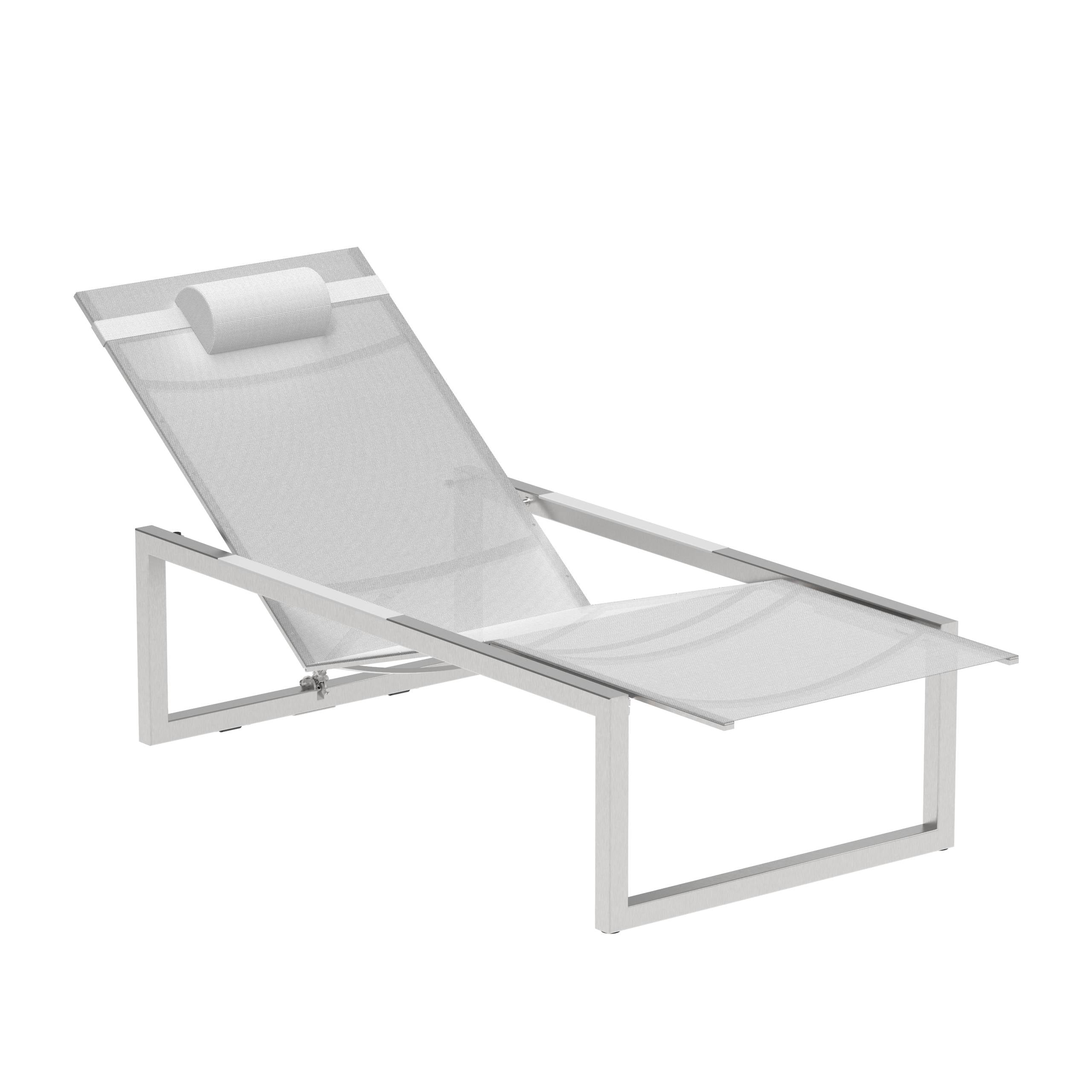 Ninix Reclinable Lounger Stainless Steel + Batyline White