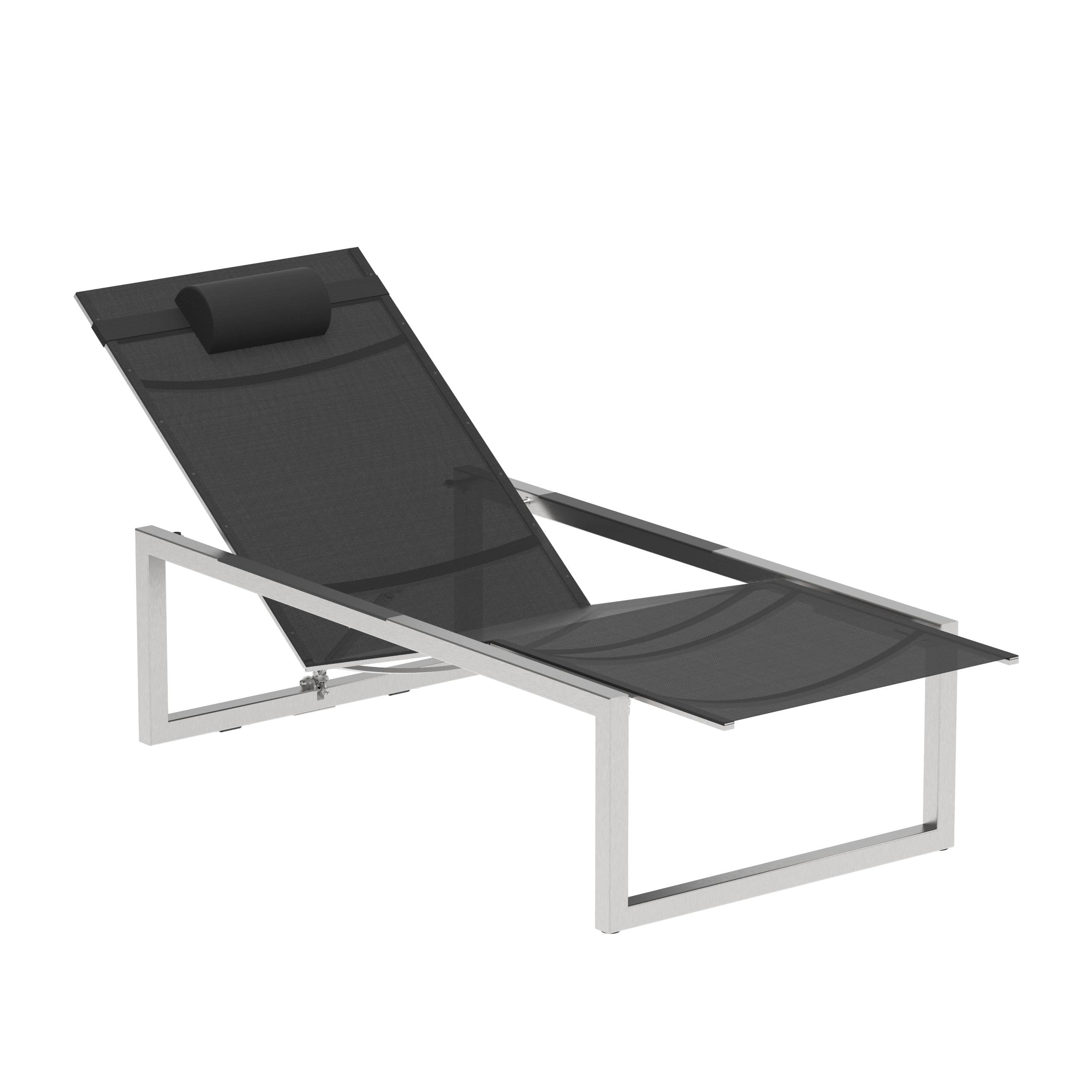 Ninix Reclinable Lounger Stainless Steel + Batyline Black