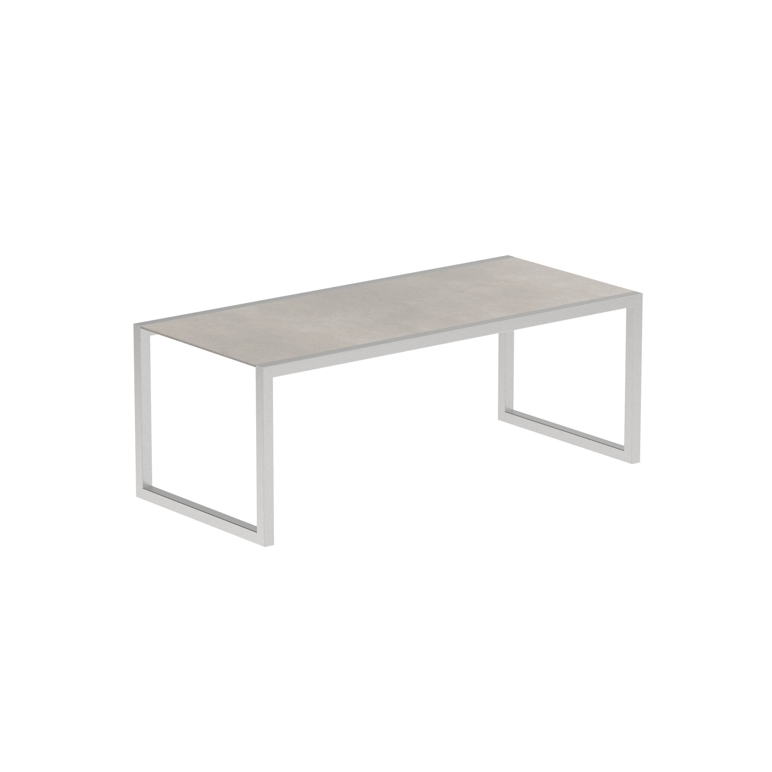 Ninix Table 200x90cm With Stainless Steel And Ceramic Cemento Luminoso