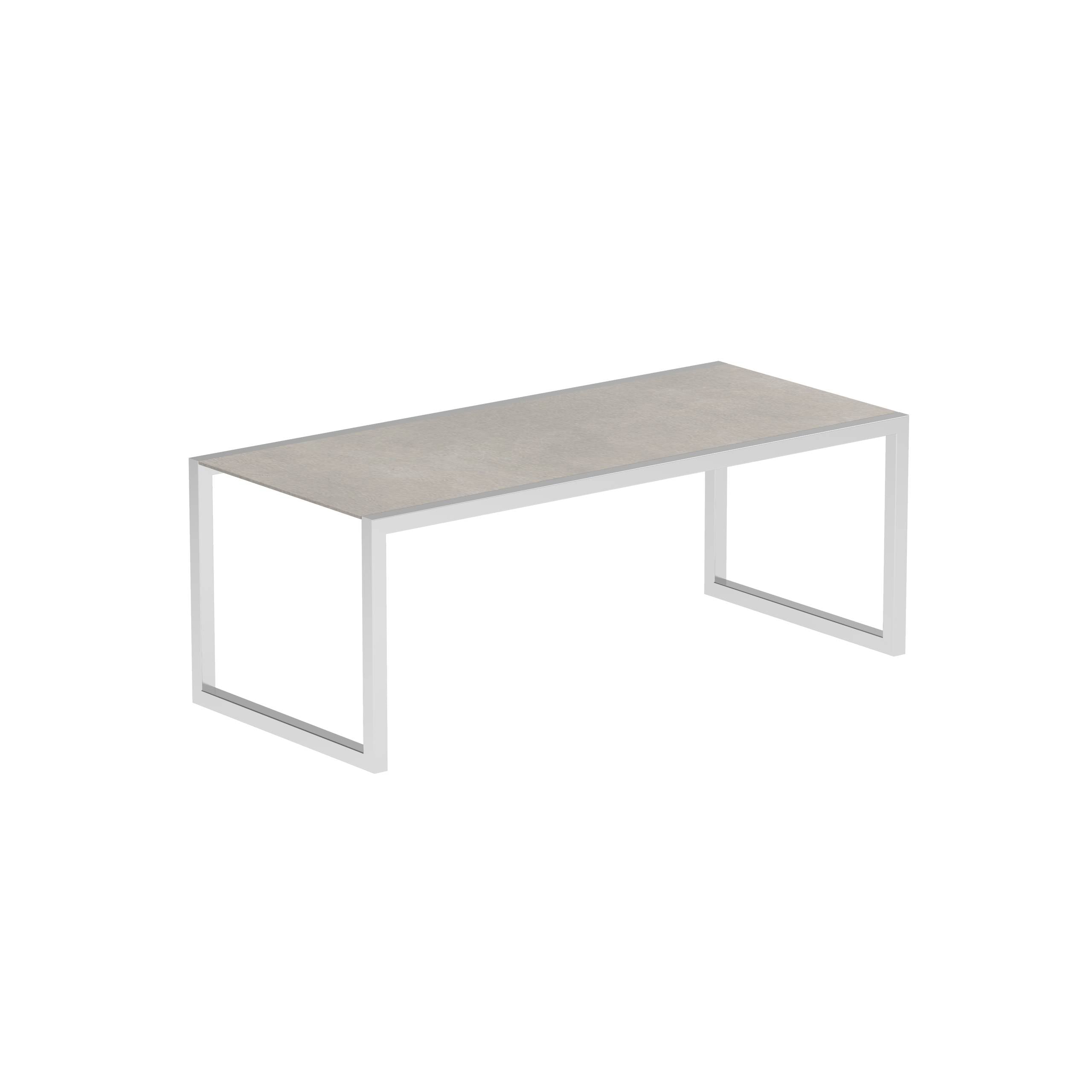 Ninix Table 200x90cm With Stainless Steel El.Pol. And Ceramic Cemento Luminoso