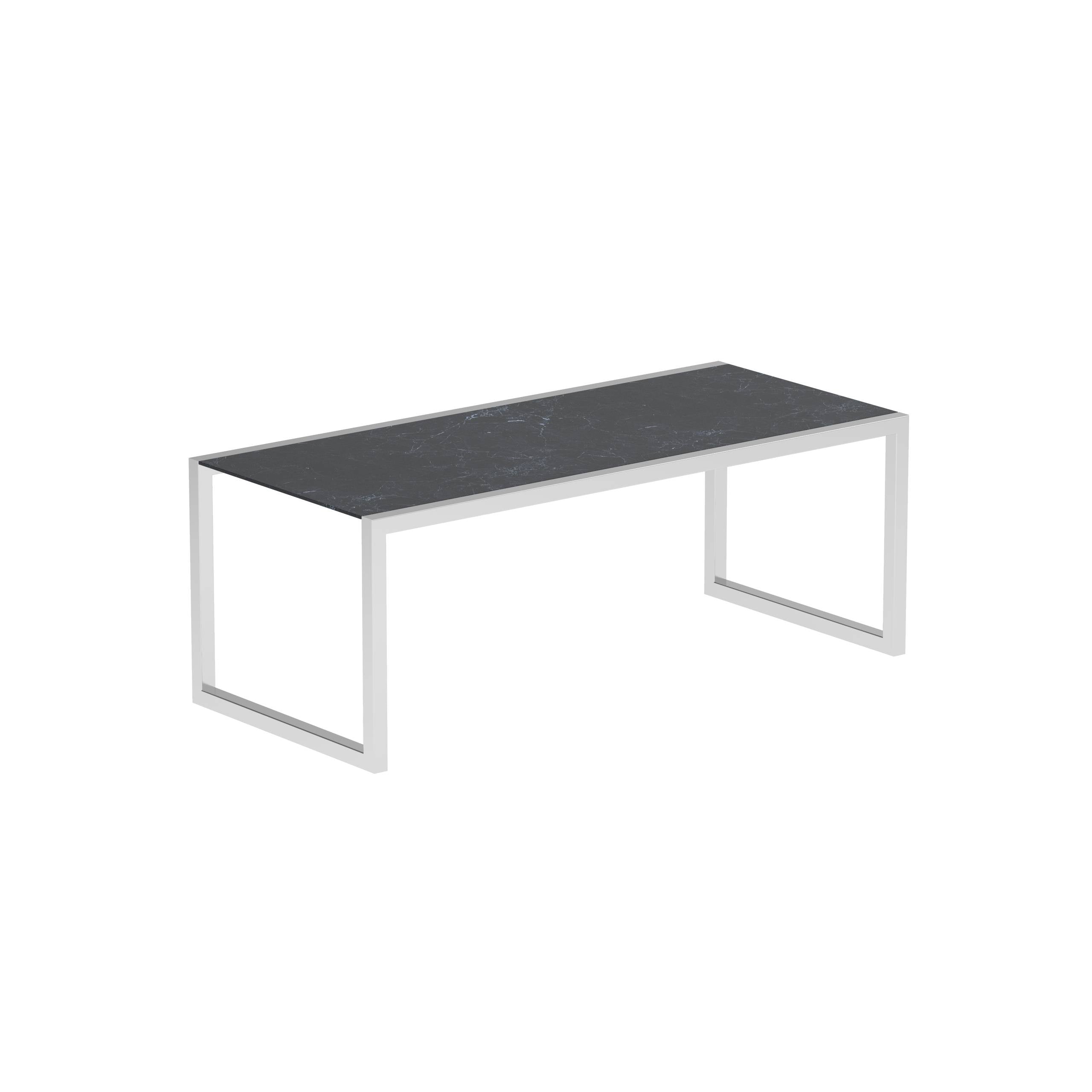 Ninix Table 200x90cm With Stainless Steel El.Pol. And Ceramic Nero Marquina