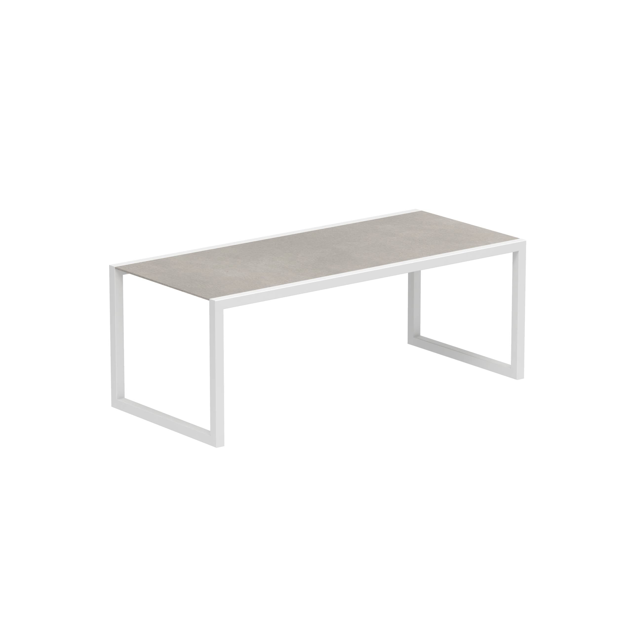 Ninix Table 200x90cm Frame White + Ceramic Cemento Luminoso