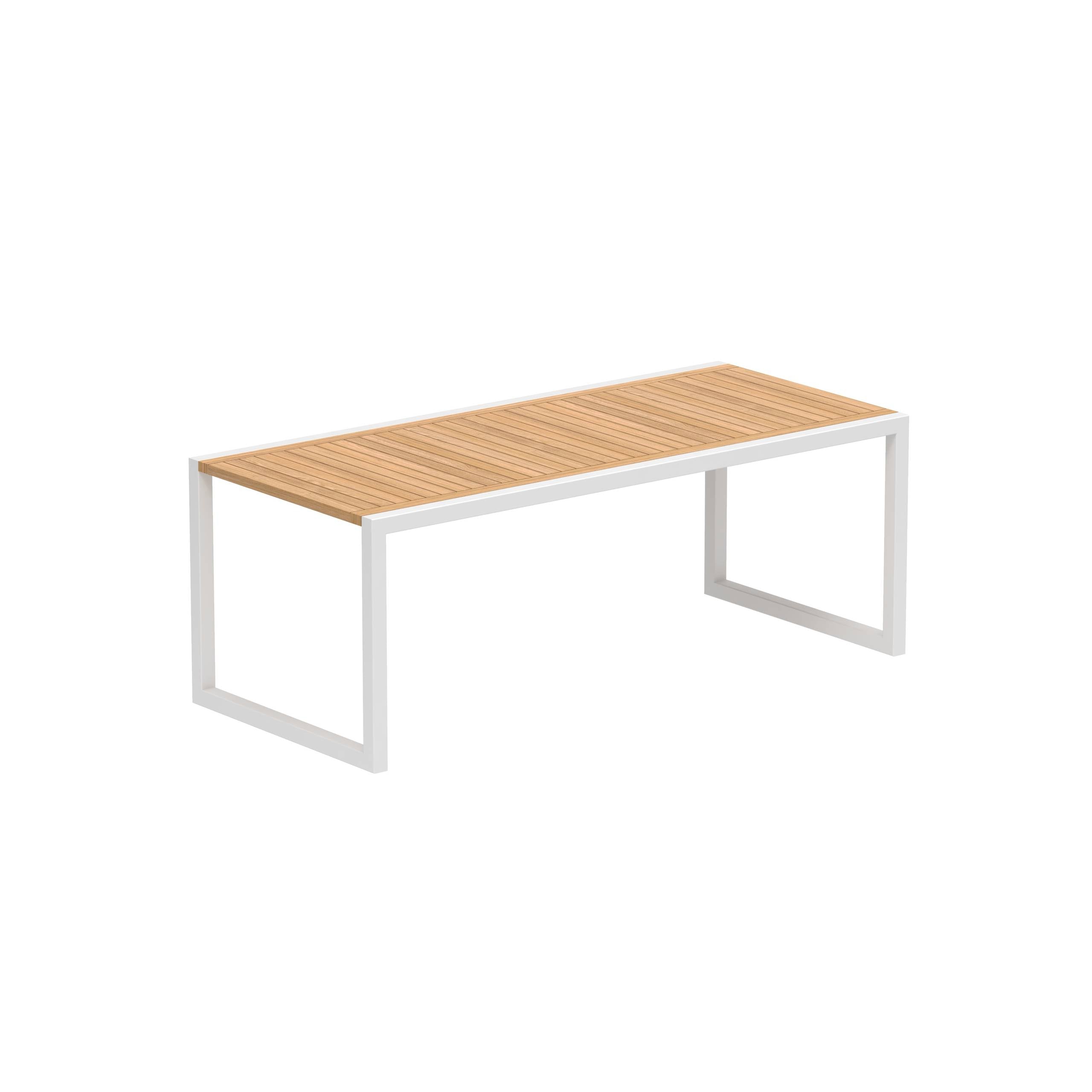 Ninix Table 200x90cm White Frame And Teak Top
