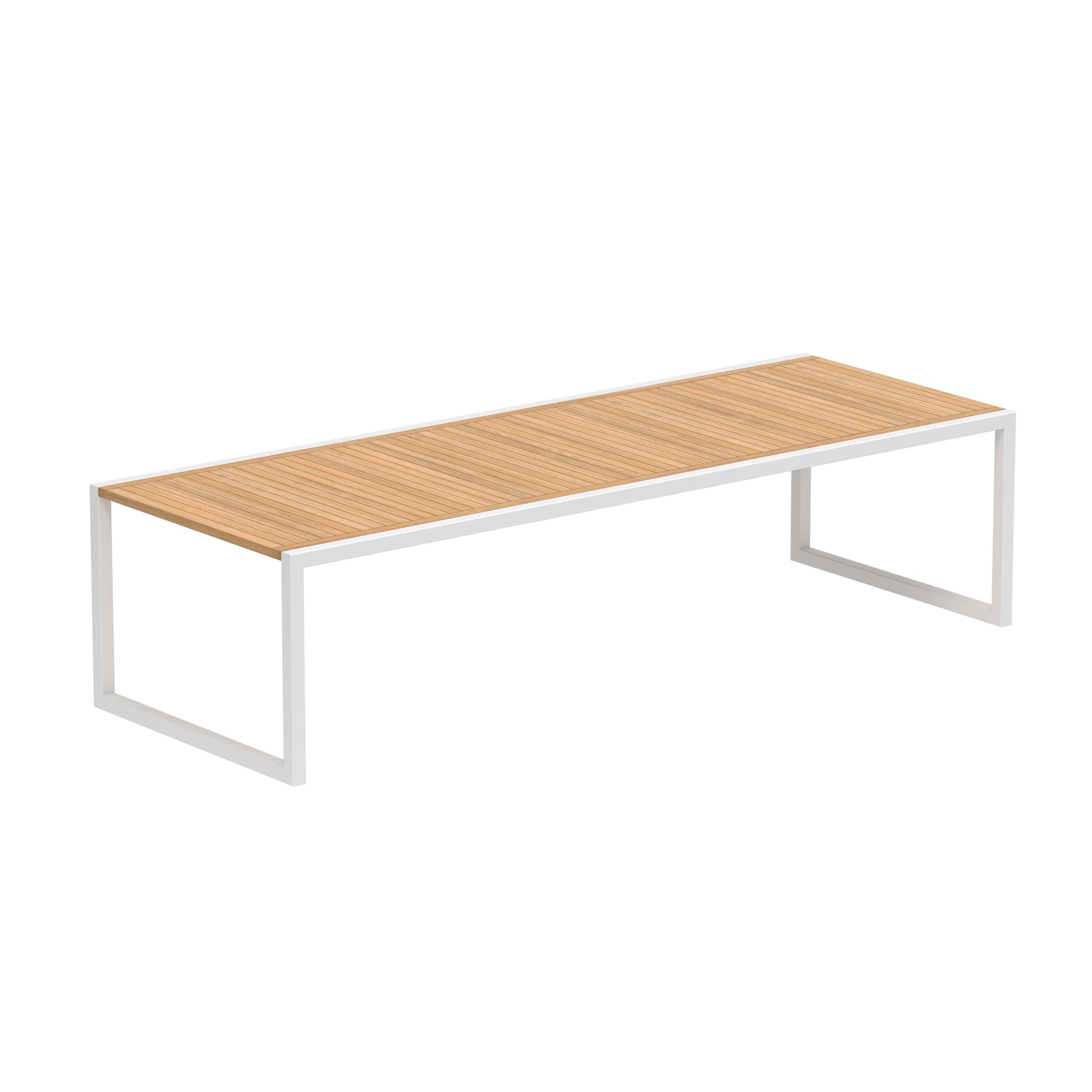 Ninix 300 Table White Frame + Teak Tabletop