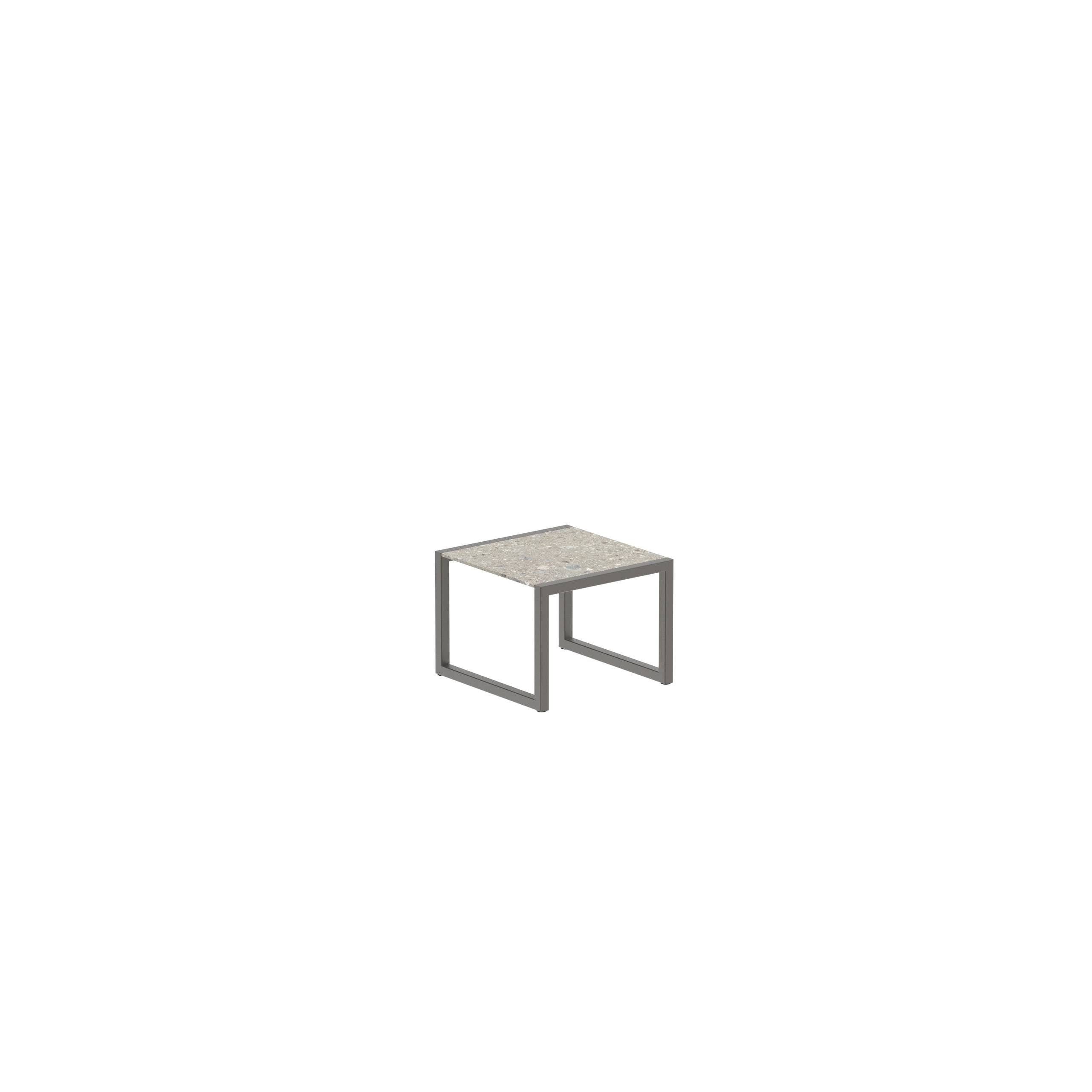 Ninix Side Table 50x50cm Frame Bronze + Ceramic Ceppo Dolomitica