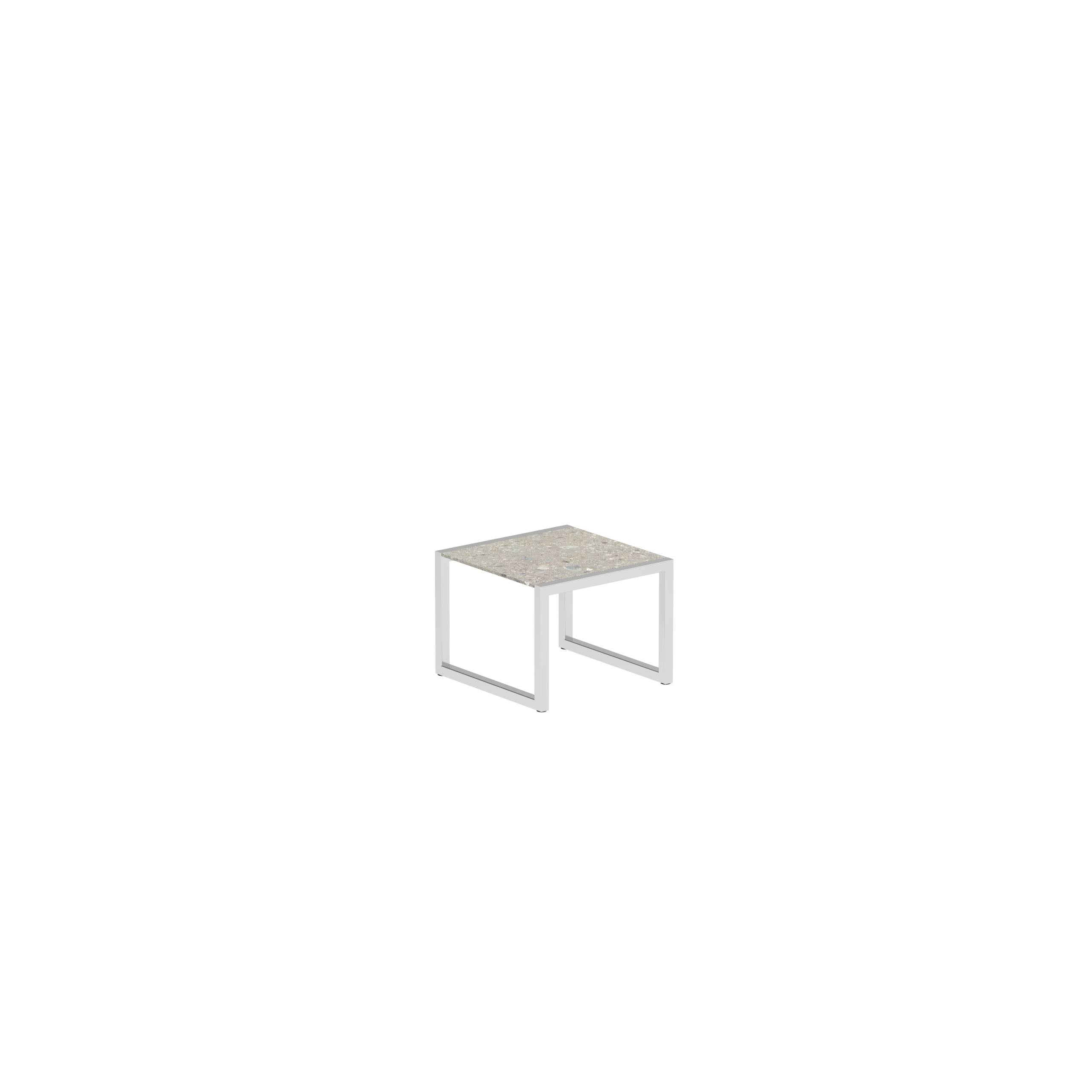 Ninix Side Table 50x50 With Stainless Steel El.Pol And Ceramic Ceppo Dolomitica