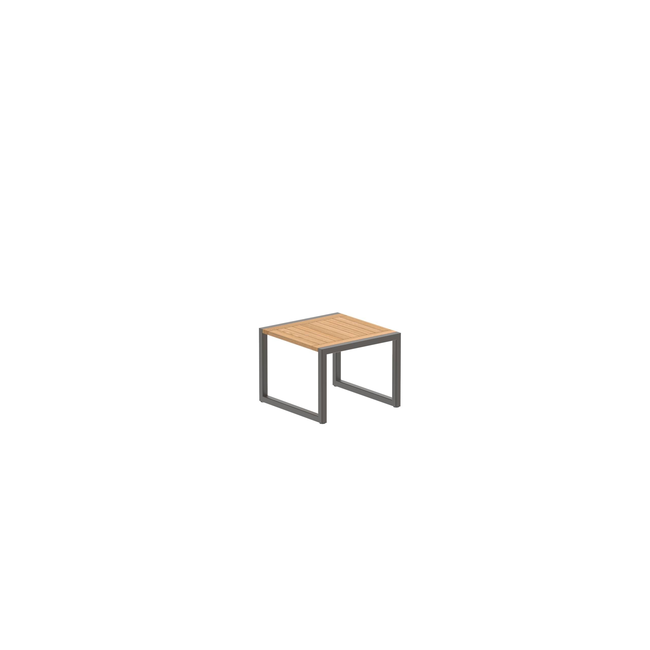 Ninix Side Table 50x50cm Bronze Frame And Teak Top